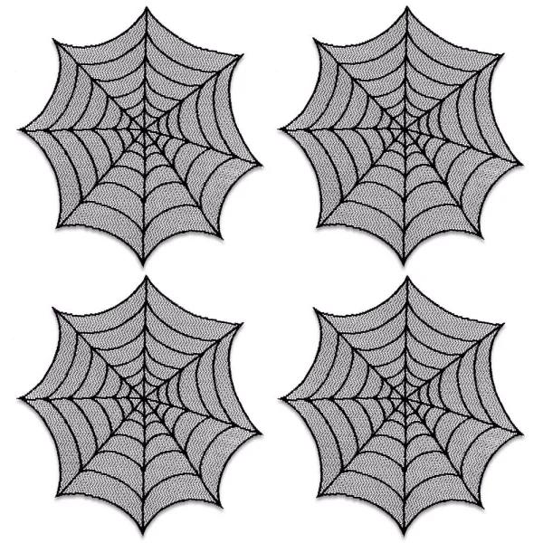 Heritage Lace Spider Web 20 in. Black Round Doily Set of 4