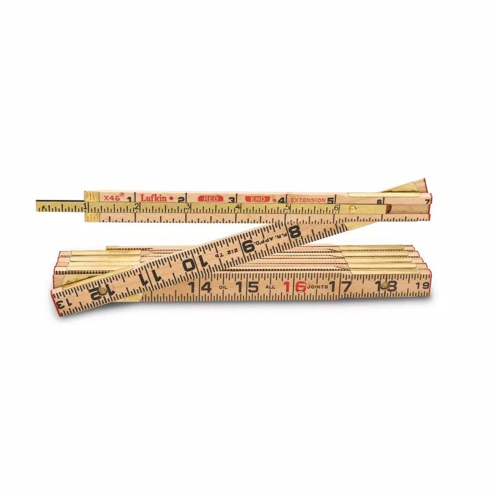 Lufkin 6 ft. Wood Rule with 6 in. Slide Rule Extension, Red End