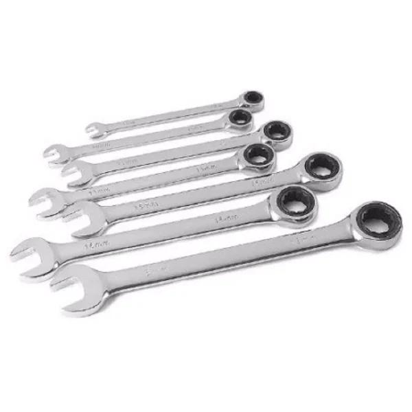 TITAN 7-Piece SAE Ratcheting Combination Wrench Set, Chrome-Vanadium Steel