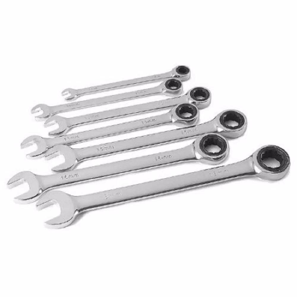 TITAN 7-Piece SAE Ratcheting Combination Wrench Set, Chrome-Vanadium Steel