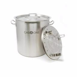 Gas One 32 Qt. Stainless Steel Stock Pot Set with Lid and Steamer Rack thumbnail 1