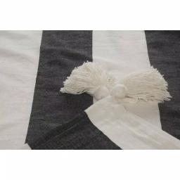 LR Home Metty Charcoal and Ivory Bold Striped Tasseled Cotton Throw Blanket thumbnail 3