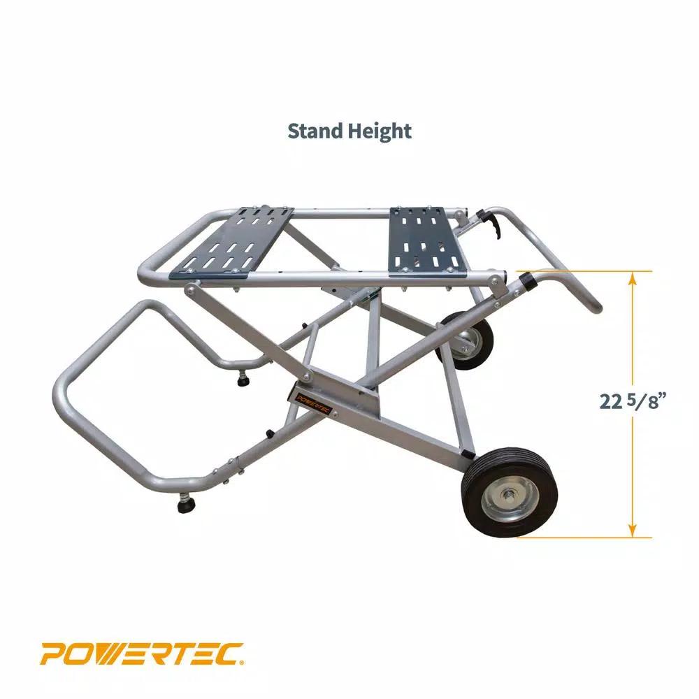POWERTEC Rolling Foldable Table Saw Stand with 330 lb Capacity and 8-inch Wheels