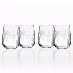 Rolf Glass Dragonfly 17 oz. Etched Stemless Wine Glass Set of 4, Clear Glassware thumbnail 1