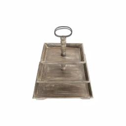 3R Studios Rustic Brown 3-Tier Decorative Tray with Metal and Fir Wood Construction thumbnail 4