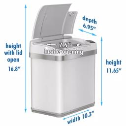 iTouchless 2.5 Gal. Pearl White Touchless Automatic Sensor Trash Can with Odor Filter and Fragrance thumbnail 6