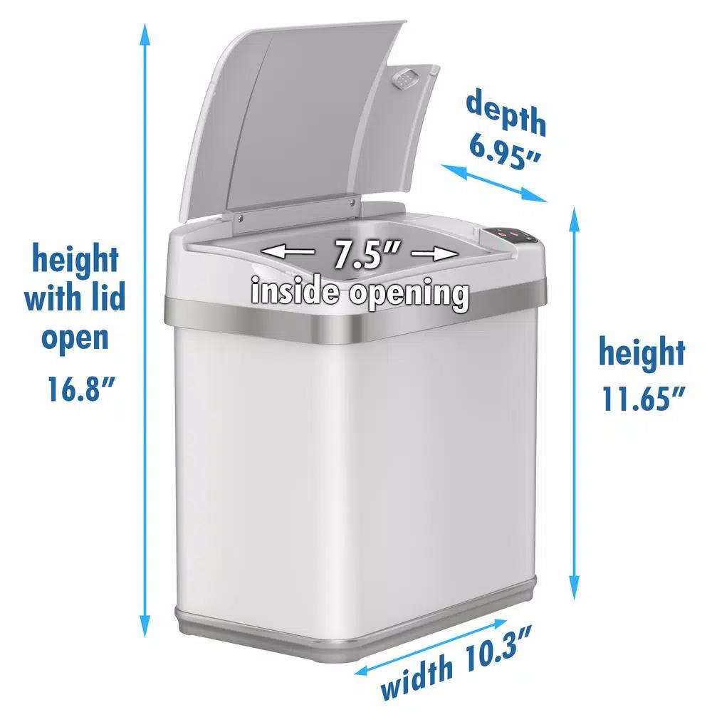iTouchless 2.5 Gal. Pearl White Touchless Automatic Sensor Trash Can with Odor Filter and Fragrance