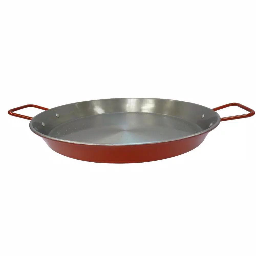 IMUSA 15 in. Aluminized Carbon Steel Paella Pan, Silver
