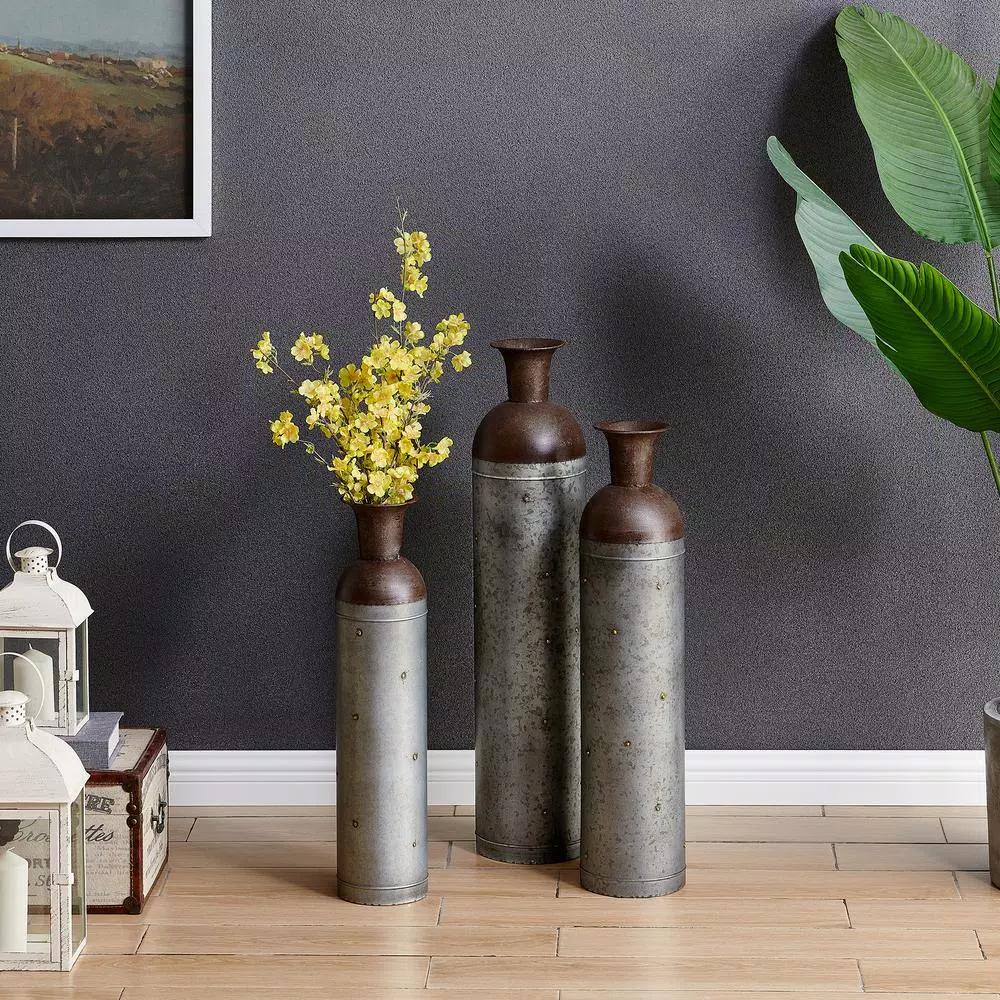 FirsTime & Co. Barnyard Lane Galvanized Metal Floor Vase Set of 3
