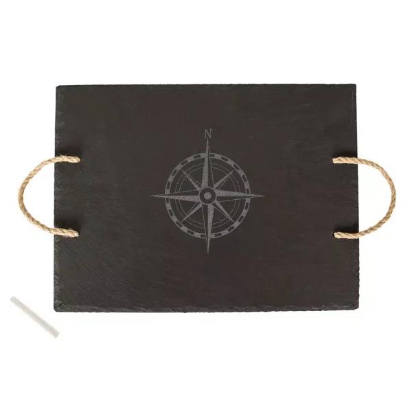 Cathy's Concepts Compass Slate Serving Tray with Hemp Handles and Soapstone Chalk