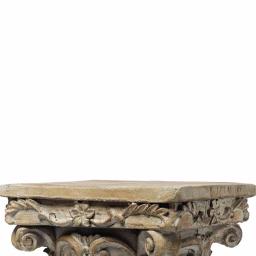 Benjara Aesthetic Resin Decorative Pedestal with Acanthus Leaf Design and Scrolled Details, Brown thumbnail 3