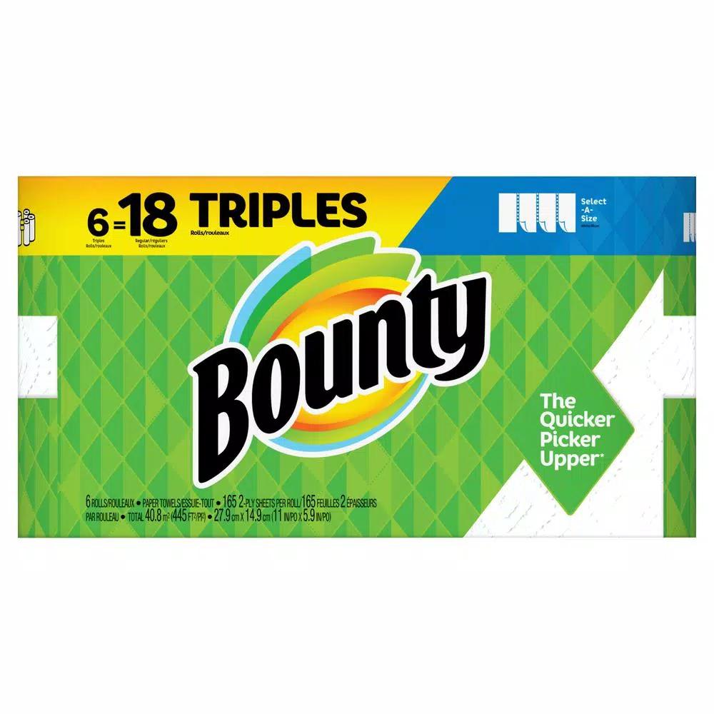 Bounty Select-A-Size White Paper Towels, 6 Triple Rolls