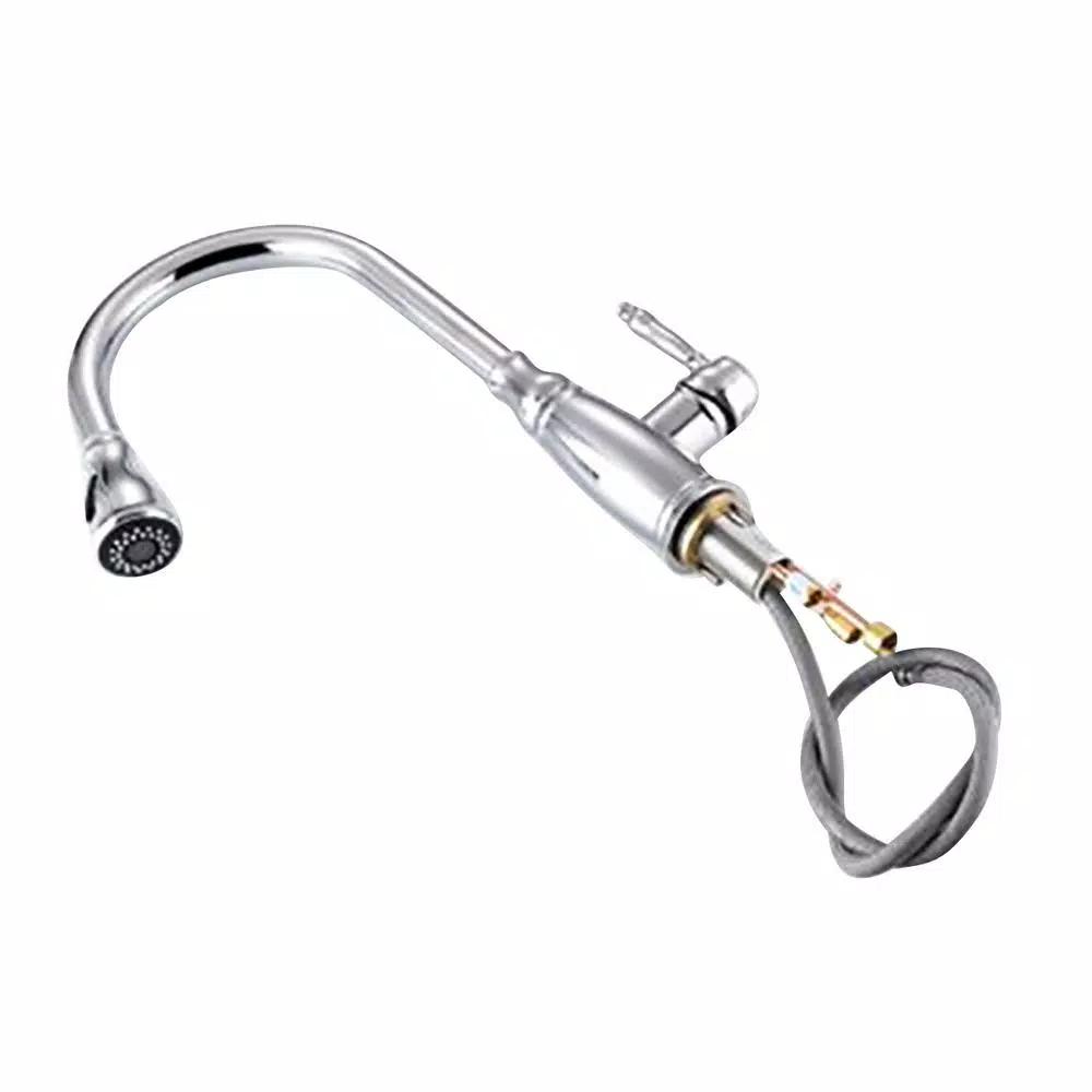 Vanity Art Chrome Single-Handle Pull-Down Kitchen Faucet with 360 Degree Swivel Spout