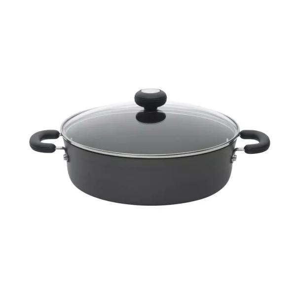 Circulon Classic 4-Quart Hard-Anodized Nonstick Casserole Dish with Glass Lid, Black