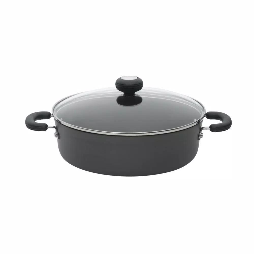 Circulon Classic 4-Quart Hard-Anodized Nonstick Casserole Dish with Glass Lid, Black