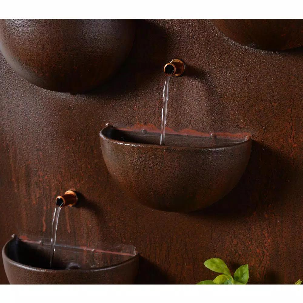 Kenroy Home Silva 31 in. Steel Wall Fountain with Built-in Planters, Rusty Red Finish