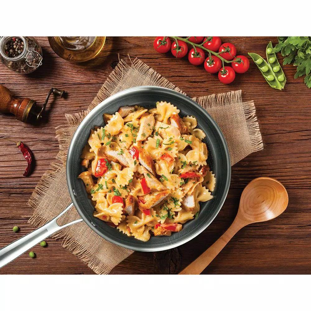 MasterPan Chefs Series 11 in. Stainless Steel Nonstick Frying Pan, Tri-Ply Induction Compatible