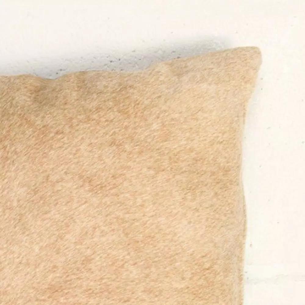HomeRoots Josephine Tan Solid Color Cowhide Throw Pillow Set of 2 - 12 x 20 in.