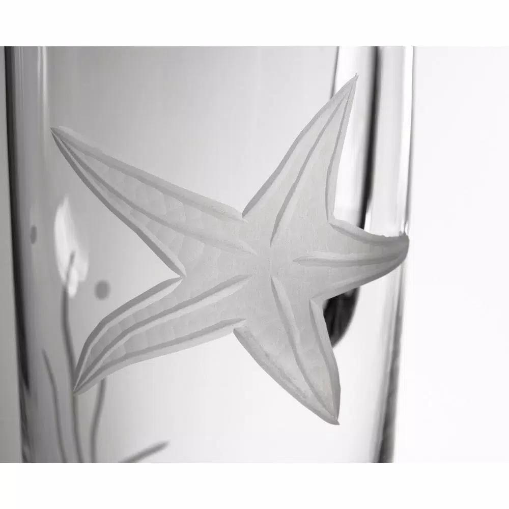 Rolf Glass Starfish 35 oz. Clear Glass Pitcher with Coastal Motif