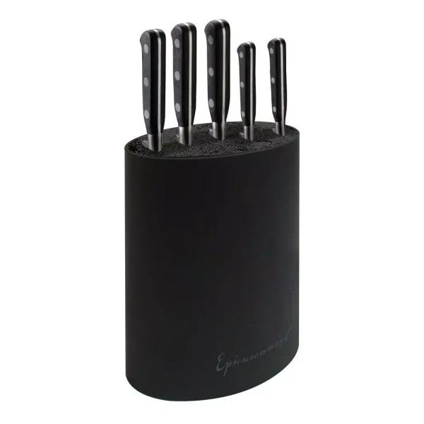 Epicureanist Modern Black Plastic Kitchen Caddy - Multi-Compartment Flatware & Utensil Organizer