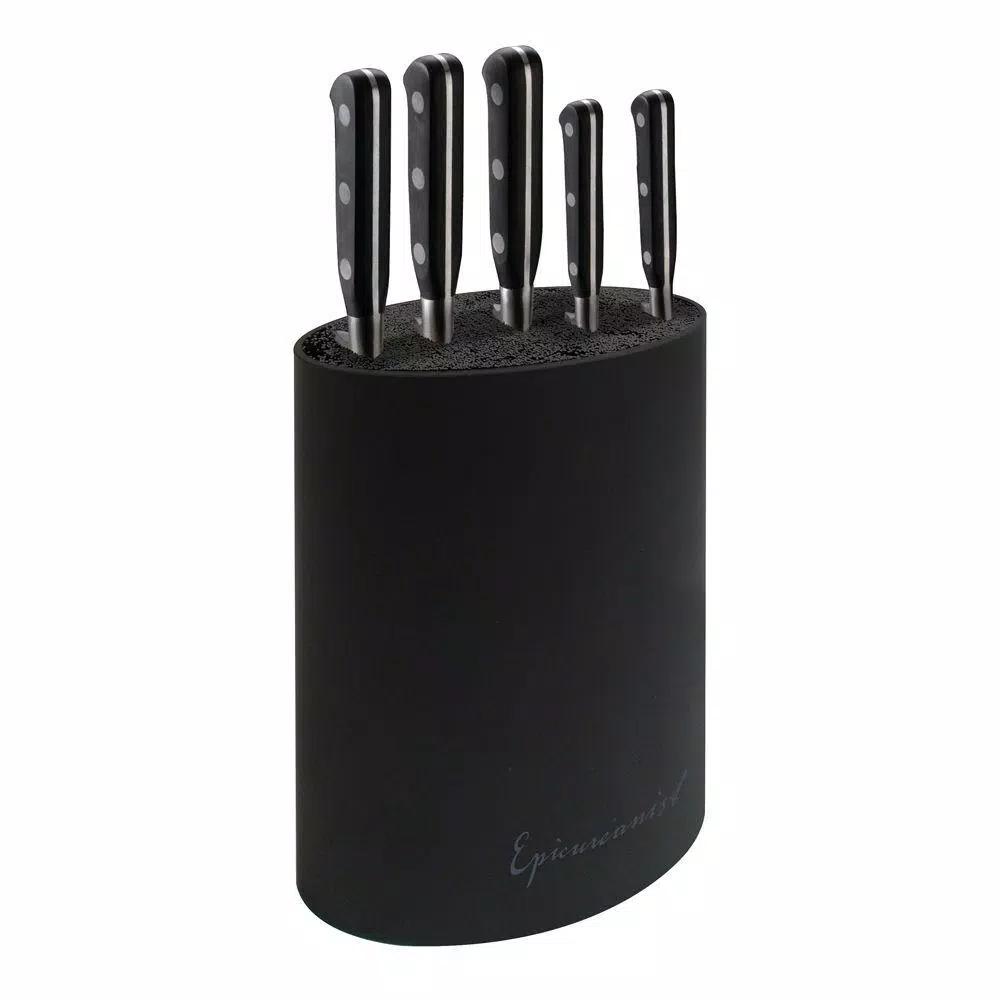 Epicureanist Modern Black Plastic Kitchen Caddy - Multi-Compartment Flatware & Utensil Organizer