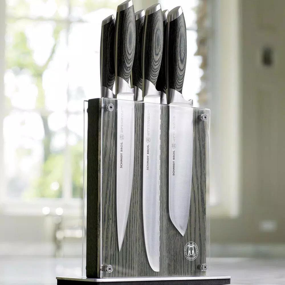 SCHMIDT BROS. Schmidt Brothers Bonded Ash 7-Piece Stainless Steel Knife Set with Ash Midtown Magnetic Block