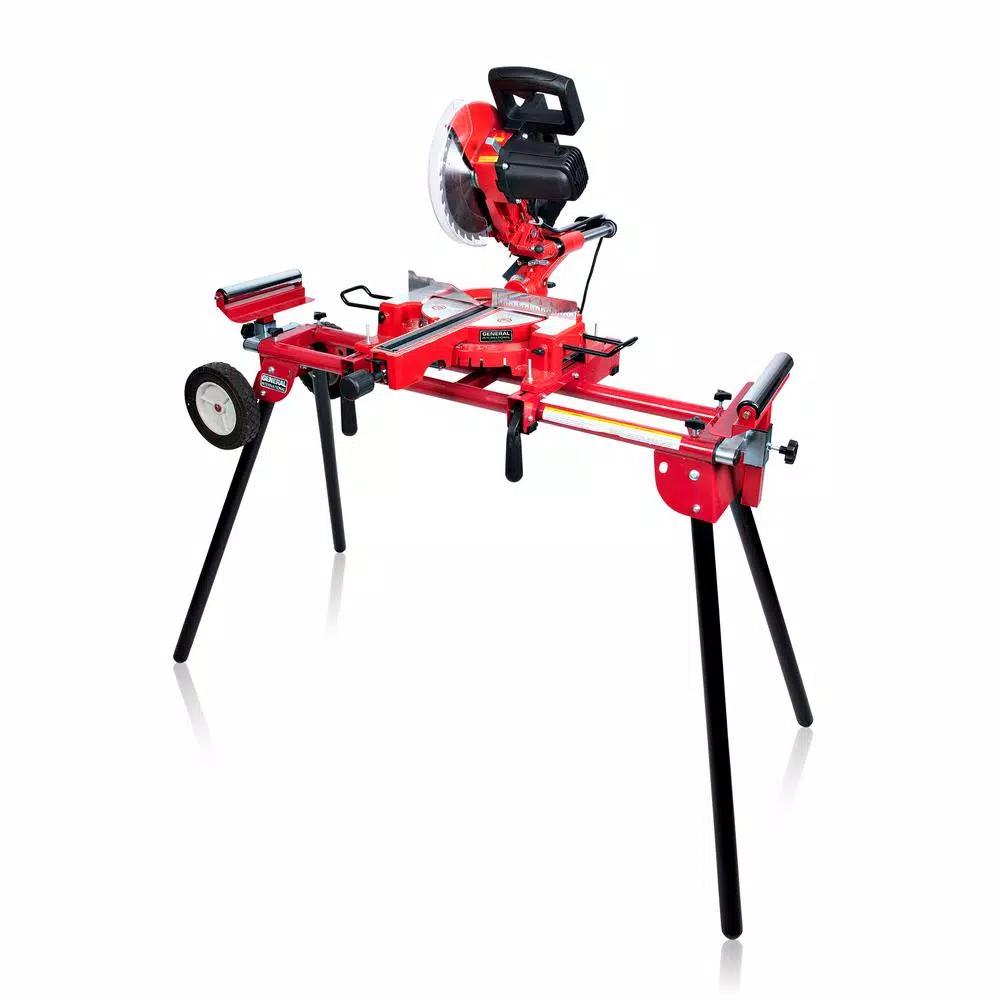 General International 10 in. 15 Amp Sliding Compound Miter Saw with Heavy-Duty Miter Saw Stand Bundle