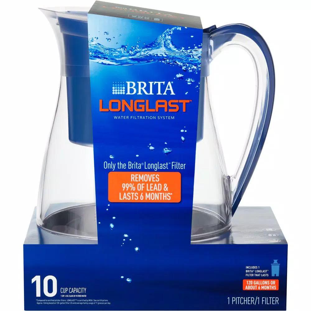 Brita Monterey 10-Cup Water Filter Pitcher with Longlast Filter, Blue