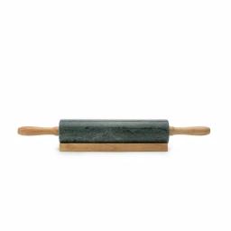 Fox Run Green Marble Rolling Pin with Wooden Handles and Base thumbnail 1