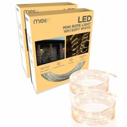 DEERPORT DECOR 16 ft. Soft White Mini LED Rope Light Decoration, Indoor/Outdoor, 2-Pack thumbnail 2