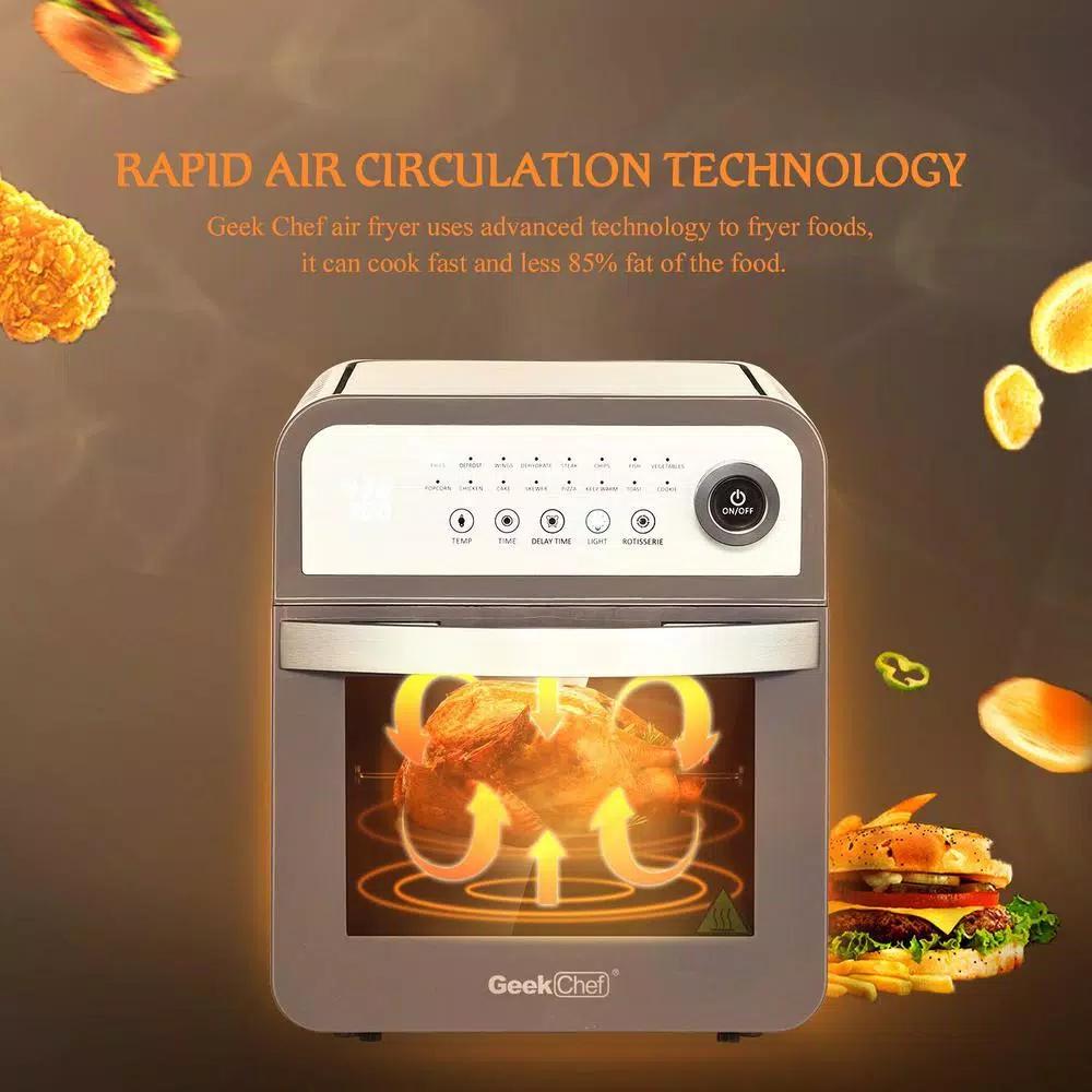 Geek Chef 12 Qt. Air Fryer Oven with Rotisserie, 1600W Multi-Function Countertop Oven with 16 Presets