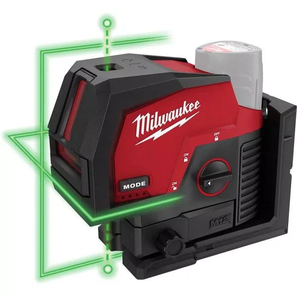 Milwaukee M12 Green Cross Line and Plumb Points Laser Level, 125 ft. Range (Tool-Only)
