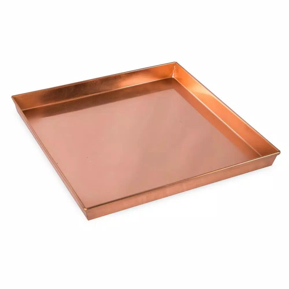 Achla Designs 10.75 in. Square Copper Plated Stainless Steel Decorative Serving Tray