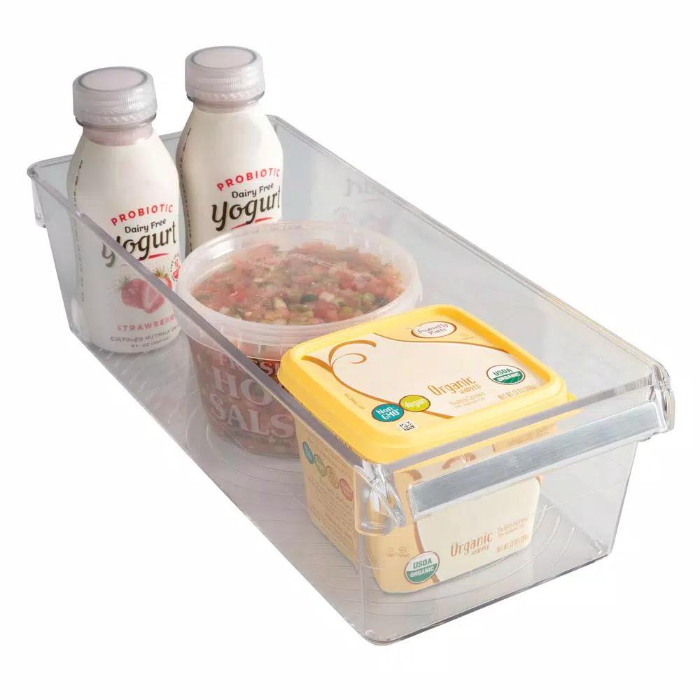 Kitchen Details 2 Pack Large Refrigerator Storage Bins, Clear BPA-Free Plastic Organizers