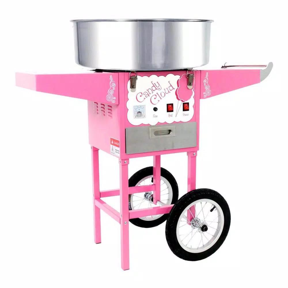 Funtime Popcorn Pink Cotton Candy Machine Cart - Commercial Floss Maker
