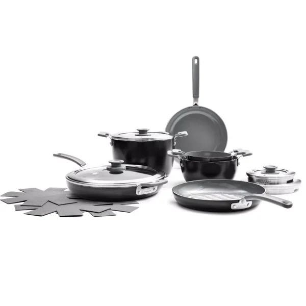 GreenPan Levels Essential 10-Piece Aluminum Ceramic Nonstick Cookware Set, Gray