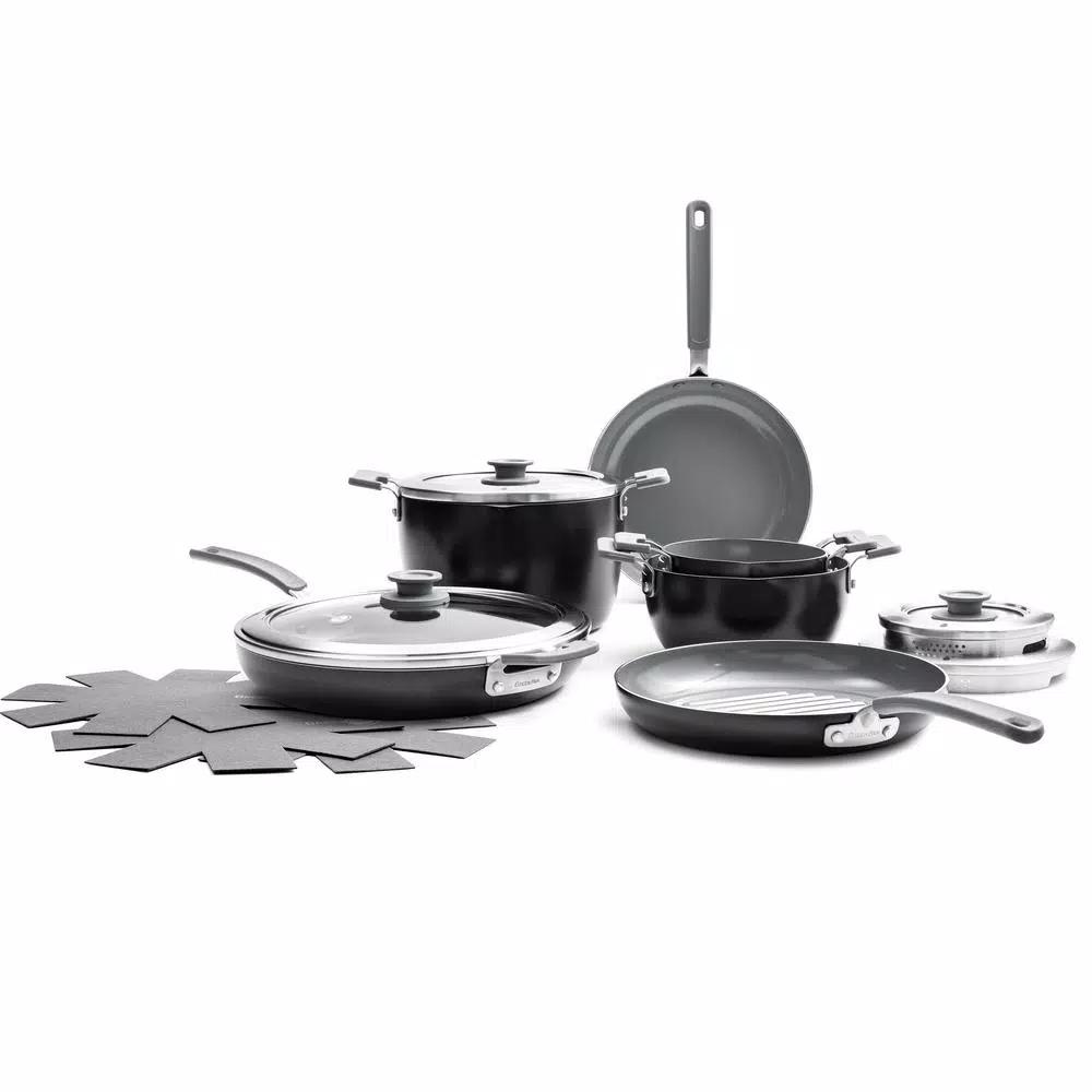 GreenPan Levels Essential 10-Piece Aluminum Ceramic Nonstick Cookware Set, Gray
