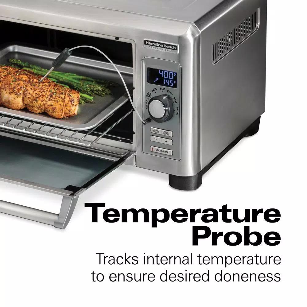Hamilton Beach Professional 1500W Digital Toaster Oven with Temperature Probe, 6-Slice, Stainless Steel
