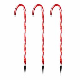 Home Accents Holiday 4 ft. Lighted Candy Cane Pathway Stakes, Set of 3, Red and White Incandescent Lights thumbnail 3