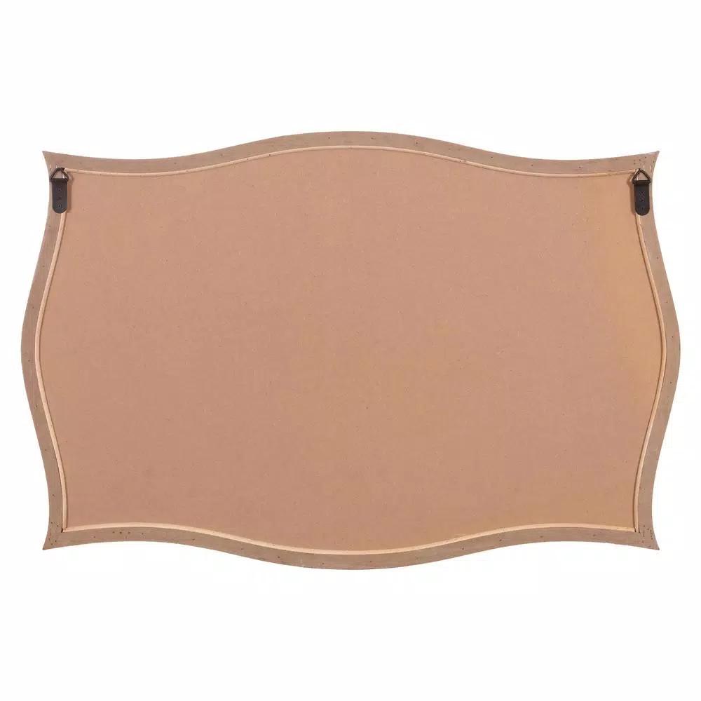 Pinnacle White Scallop Framed Wall Mirror - Distressed Whitewash Solid Wood - 36.75 in. W x 24.25 in. H