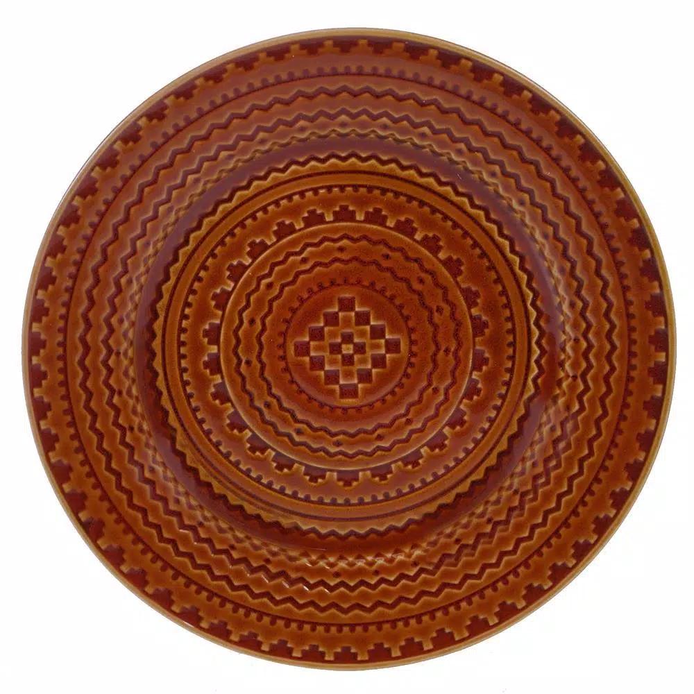 Certified International Aztec Rust Stoneware 12.75 in. Round Platter