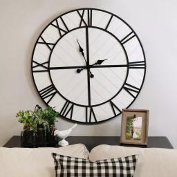 Stratton Home Decor Henry 31.5 in. Oversized Black and White Wood Wall Clock thumbnail 3