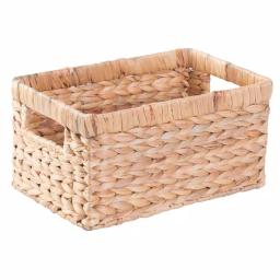 Vintiquewise Natural Water Hyacinth Rectangular Storage Bin Basket with Cutout Handles thumbnail 3
