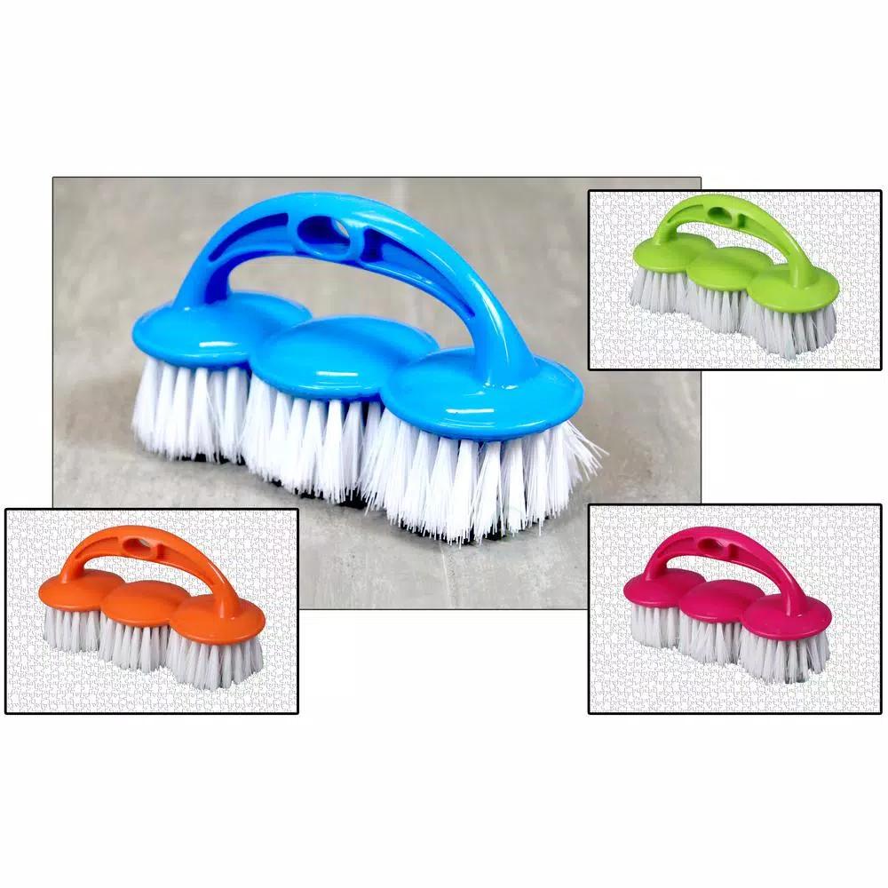 Basicwise Heavy Duty Multi-Color Scrub Brushes, 4-Set