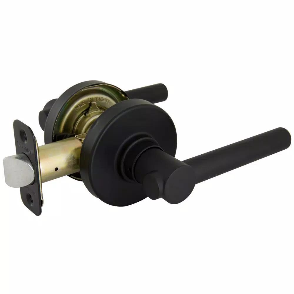 Defiant Highland Matte Black Passage Door Lever with Round Rose