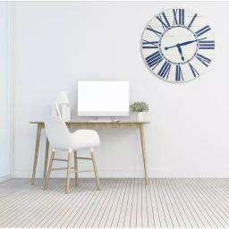 BrandtWorks 24 in. Navy Nautical Oversized Farmhouse Wall Clock - Distressed White & Blue thumbnail 2