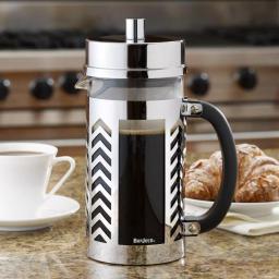 BonJour 8-Cup Chevron French Press, Borosilicate Glass and Stainless Steel thumbnail 5