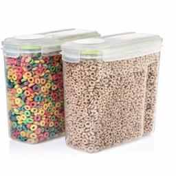 LavoHome 4L Airtight Plastic Cereal Storage Container Set, 2-Piece Clear Dry Food Dispensers thumbnail 1