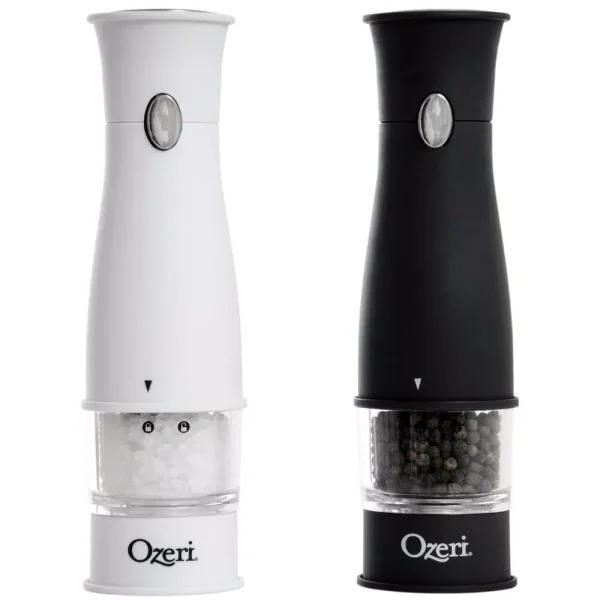 Ozeri Artesio Electric Salt and Pepper Grinder Set, BPA-Free Ceramic Burr Mills with Built-in Light