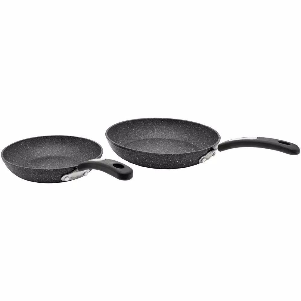 Starfrit The Rock 2-Piece Aluminum Nonstick Frying Pan Set, Black
